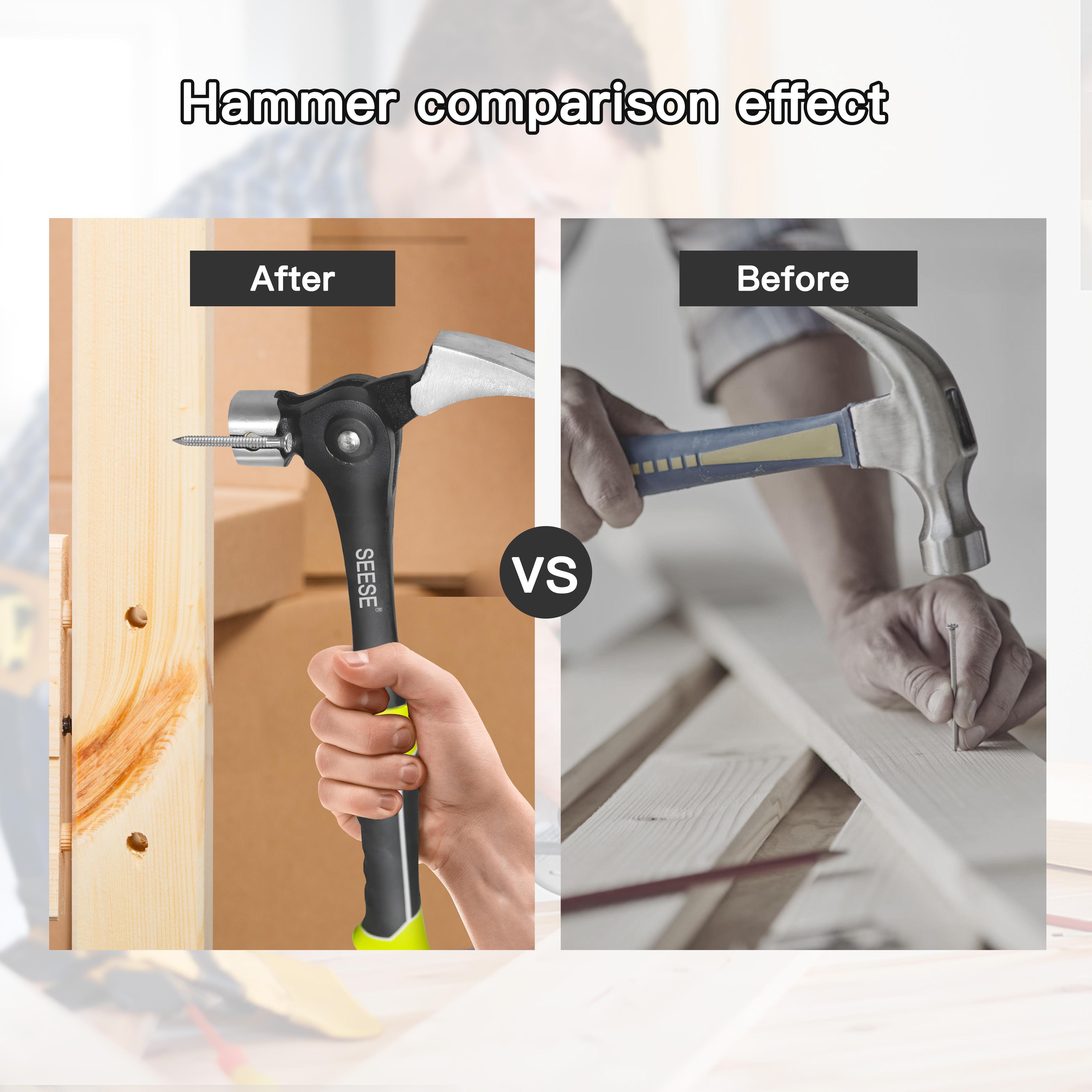【SummerVibes】SEESE 16oz Claw Hammer with Magnetic Nail Starter,Indexing Rip Claw,Forged Steel Head,Shock-Absorbing TPR Grip,Heavy Duty Framing & DIY Tool 【SummerVibes】SEESE 16oz Claw Hammer with Magnetic Nail Starter,Indexing Rip Claw,Forged Steel Head,Shock-Absorbing TPR Grip,Heavy Duty Framing & DIY Tool