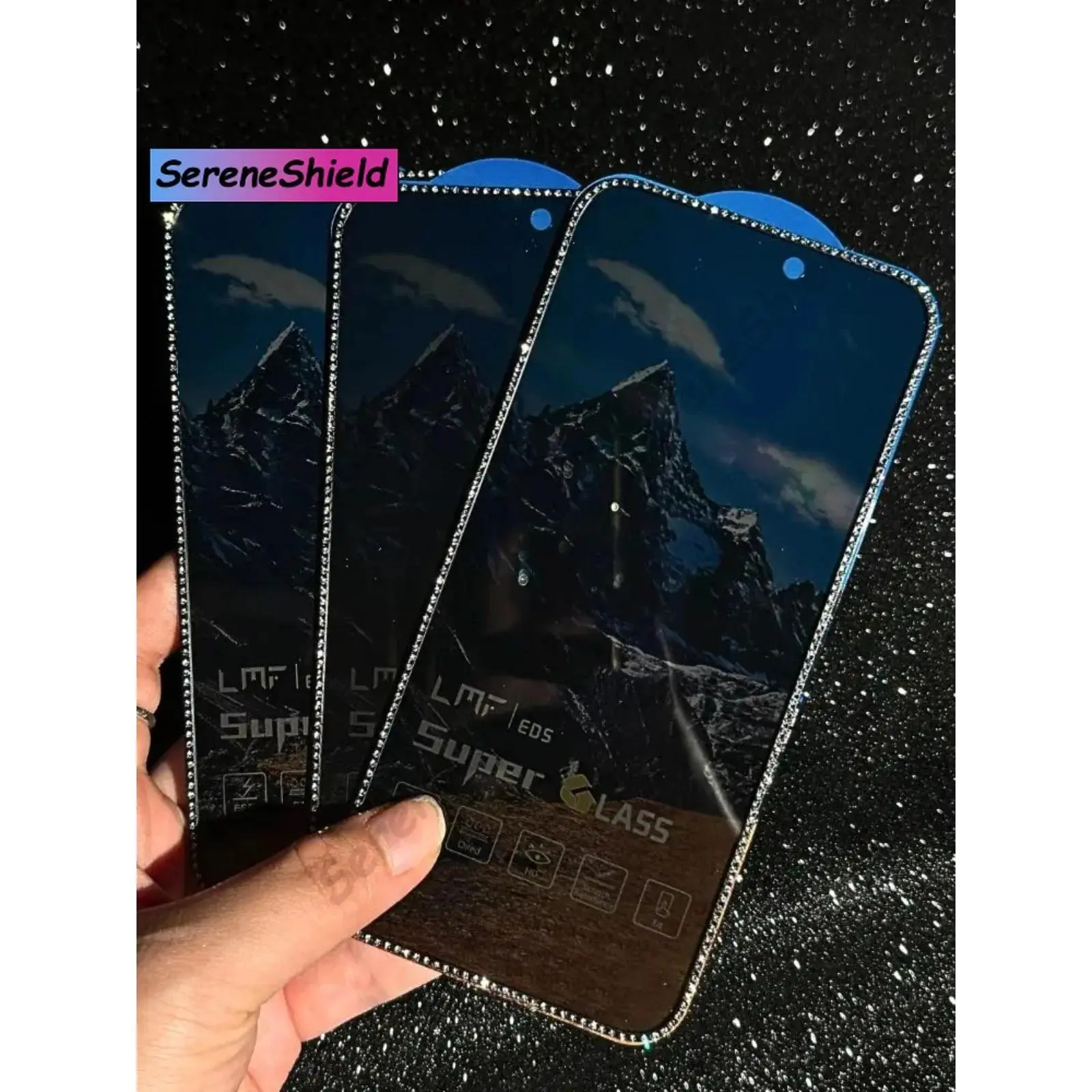For iPhone17 pro Luxury Glitter Diamond Tempered Glass  17air 17promax  With Rhinestone Privacy Screen Protector Front Film 11