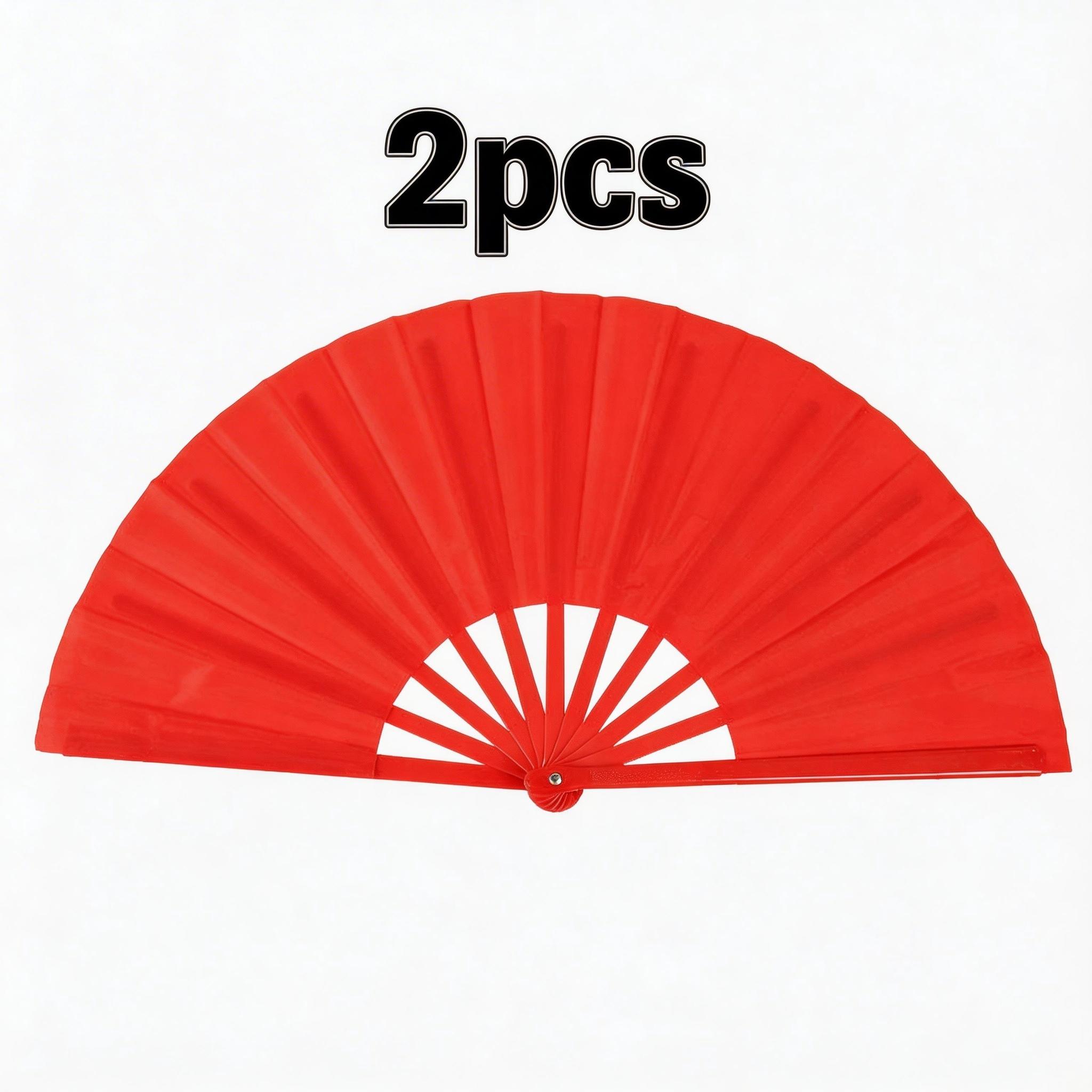 2 Pcs Colorful Kung Fu Sound Fans, 10 Inch Chinese Dance Plastic Fan, Martial Arts Performance Tai Chi Dual-Sided Folding Fan