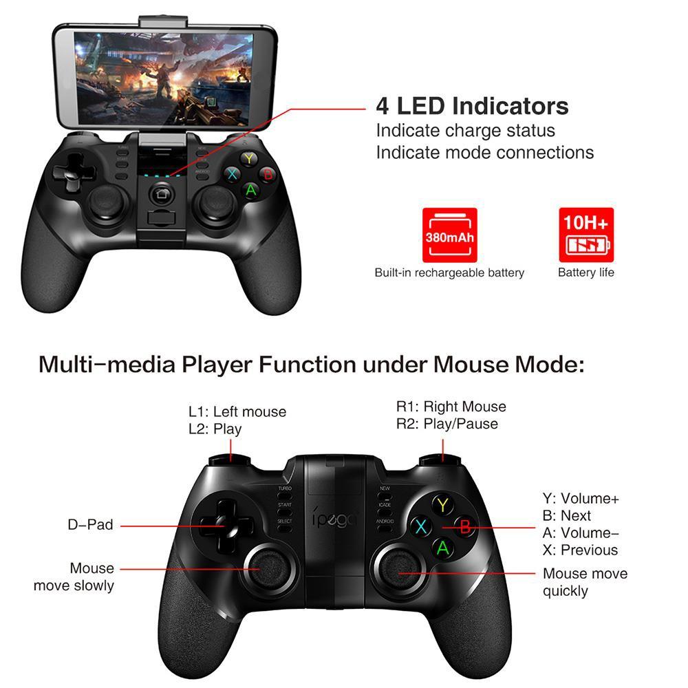 Wireless Gamepad, Bluetooth + 2.4G Wireless Game Controller with Receiver, Gamepad for iPhone Android PC Playstation 4 3 PS4 PS3 Nintendo Switch, Premium Gaming Controllers, Gaming Console Accessories