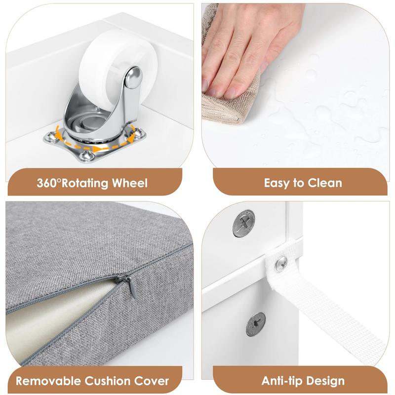 FOTOSOK Kids Bookshelf with Reading Nook, 75" W Kids Toy Storage Organizer with 2 Large Movable Drawers, Kid Bench for Playroom Kids Room Living Room