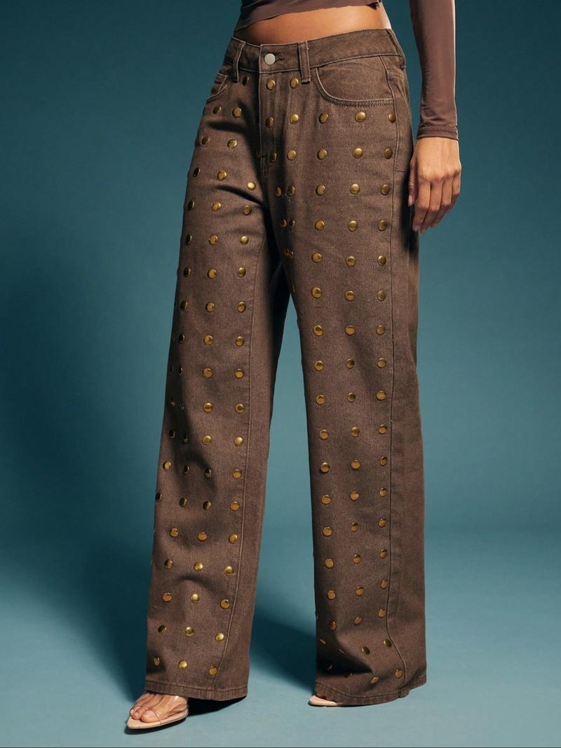 Women's New Denim Wide Leg Pants, Trendy Design, Washed Finish, Elastic Comfort, Fashionable Casual Wear, Long Jeans for All Seasons