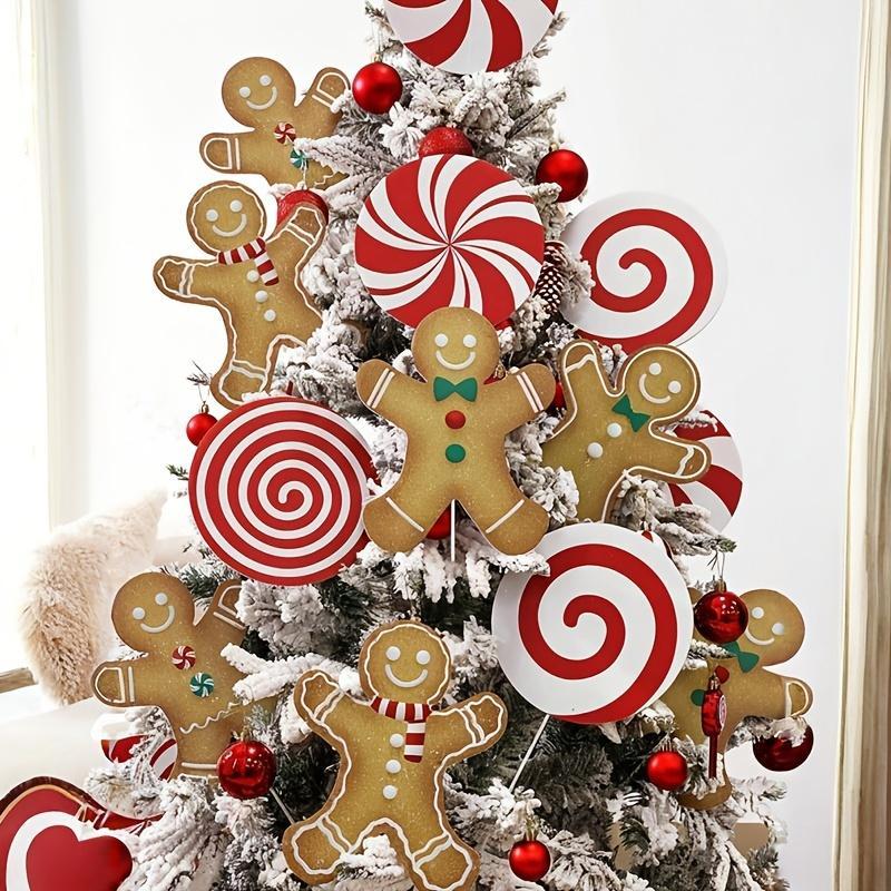Christmas Party Decorations Xmas Tree Picks Large Peppermint Lollipop Christmas Picks for Tree Cute Candy Picks Ornaments