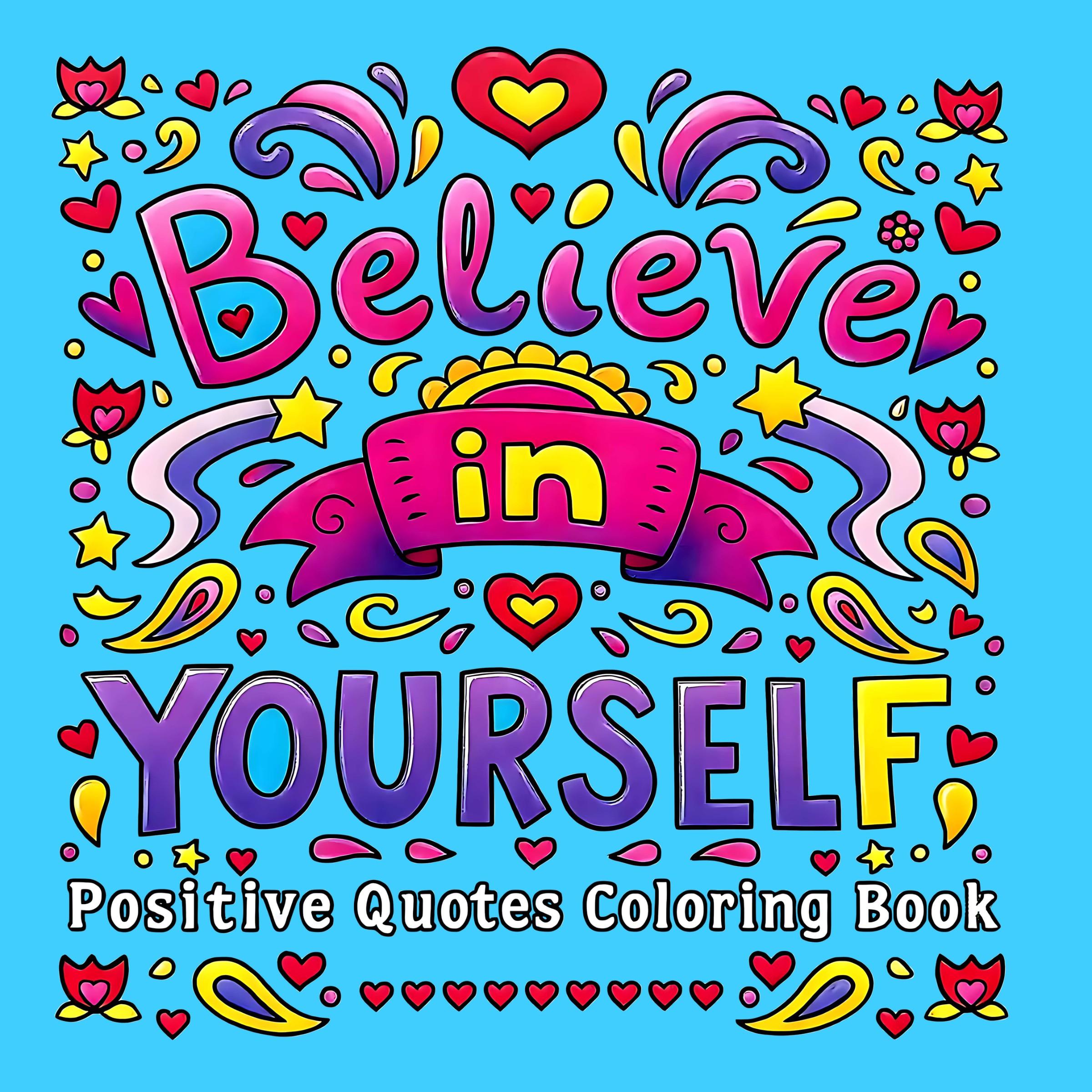 24-Page Inspirational Self-Care Paper Coloring Book, Positive, Relaxing Stress Relief, Perfect Gift for Christmas, Halloween, Birthday, Day, Mother's Day, Father's Day, Teacher's Day