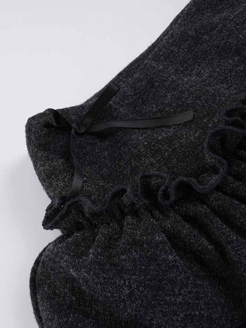 Y2K Sweet Style Bow Decorated Tiered A-Line Skirt, Mini Natural Waist Lace Trim Design, Fitted Plain Cake Skirt for Women