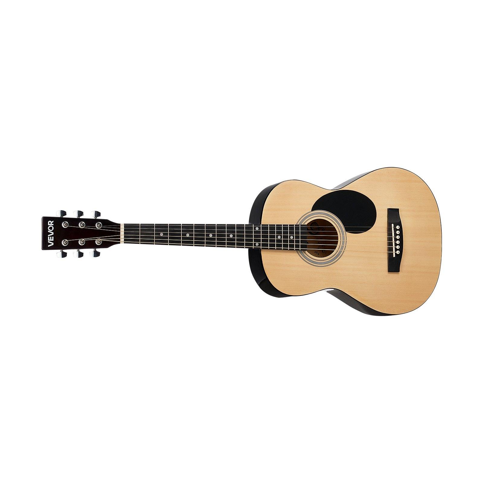 VEVOR Dreadnought Acoustic Guitar, 39 in, 6-String Natural Solid Spruce Top Guitar, Portable Bundle with Gig Bag, Tuner, Strap, Steel Strings, Picks, Capo, Rosewood Fingerboard, for Beginner Adults
