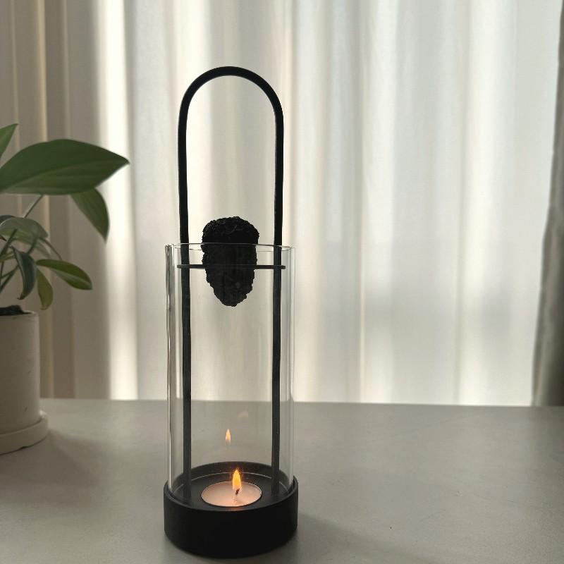 Portable Outdoor Essential Oil Diffuser Lamp, Windproof Design, Quartz Glass Metal Candle Holder, Home Volcanic Stone Aroma Night Light Gift