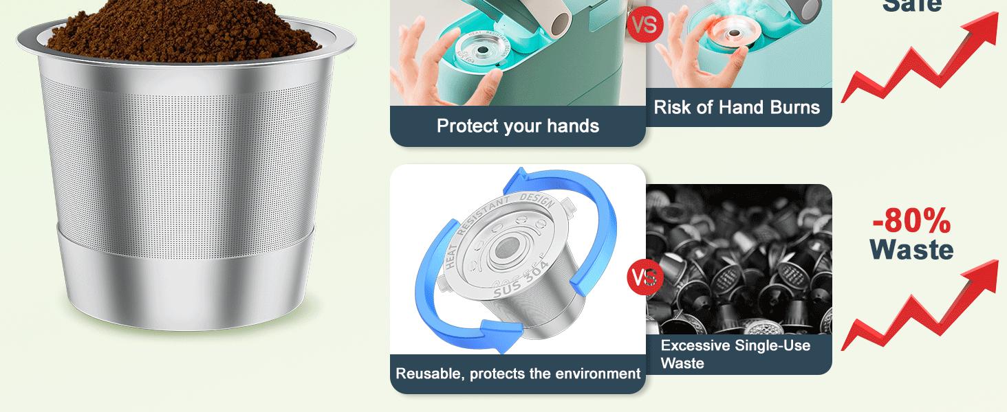 2 Pack Reusable K Cup for Keurig 1.0, Stainless Steel refillable k cup for Keurig, Metal K Cups Coffee Pods for Keurig with Heat Resistant Handles and Coffee Scoop, 1-Stream Filters, NO BPA, Gifts for Men Women, Not for Keurig2.0