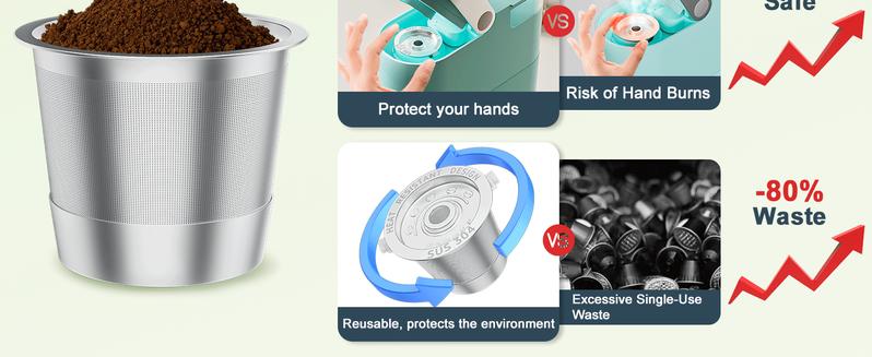 2 Pack Reusable K Cup for Keurig 1.0, Stainless Steel refillable k cup for Keurig, Metal K Cups Coffee Pods for Keurig with Heat Resistant Handles and Coffee Scoop, 1-Stream Filters, NO BPA, Gifts for Men Women, Not for Keurig2.0