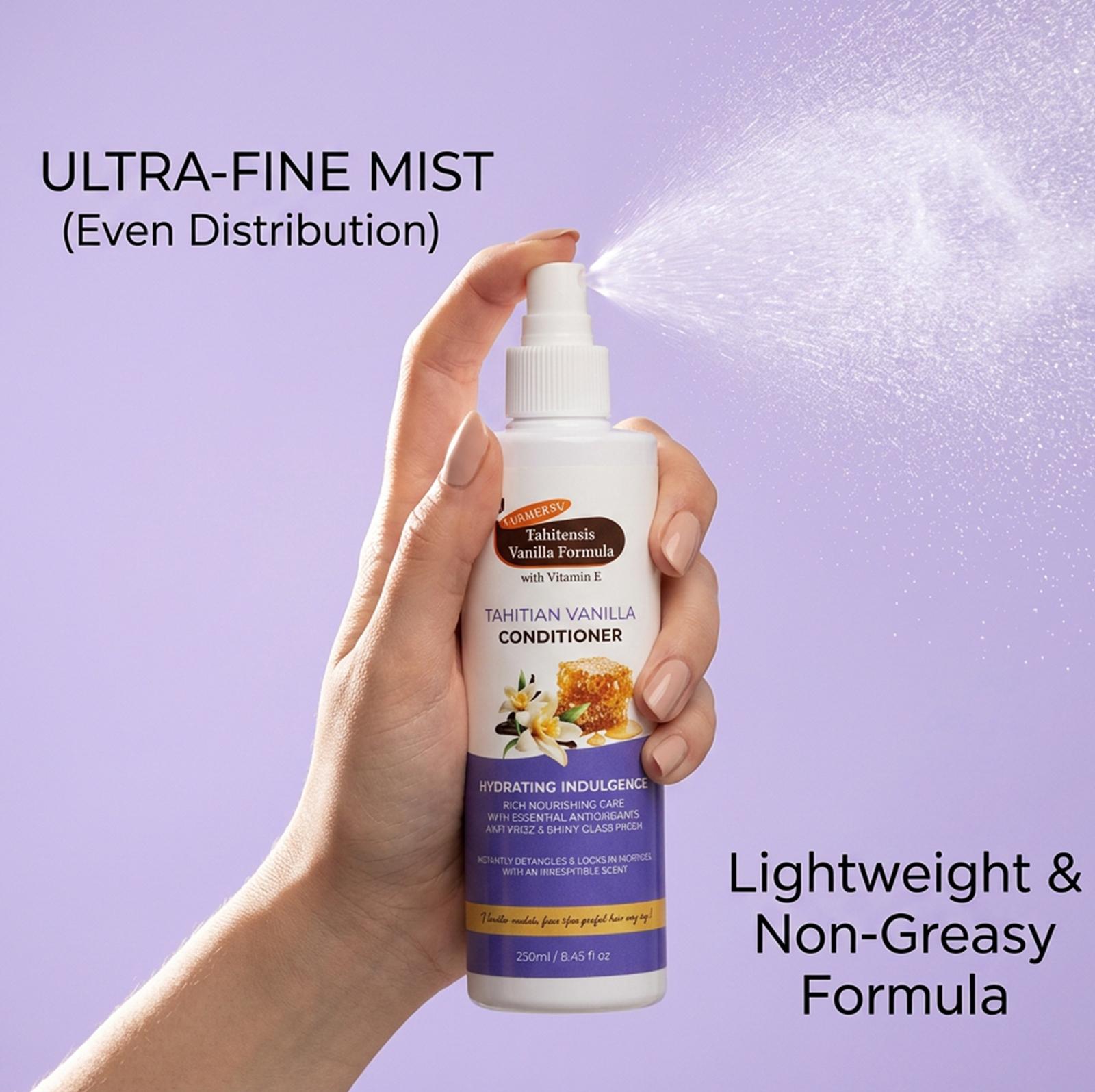 Tahitian Vanilla Hair Mist Infused Honey & Vitamin E Hydrating Anti-Dandruff Conditioning Heat Protectant Spray, Smooth Frizzy Hair Long Lasting Moisture Leave-In Hair Care For Dry Damaged Hair Daily Travel Liquid Haircare Formula