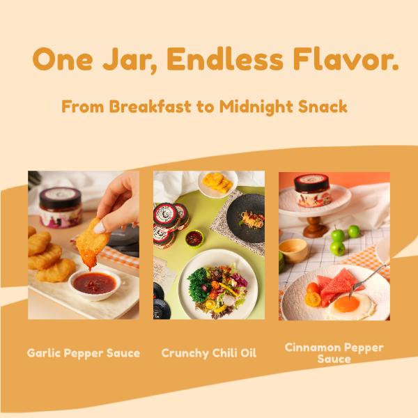 Flavors by Phoebe,chili paste,Signature Sauce Collection,Garlic Pepper, Cinnamon Pepper,Crunchy Chili Oil (Vegan, No MSG) Mild Umami Dip