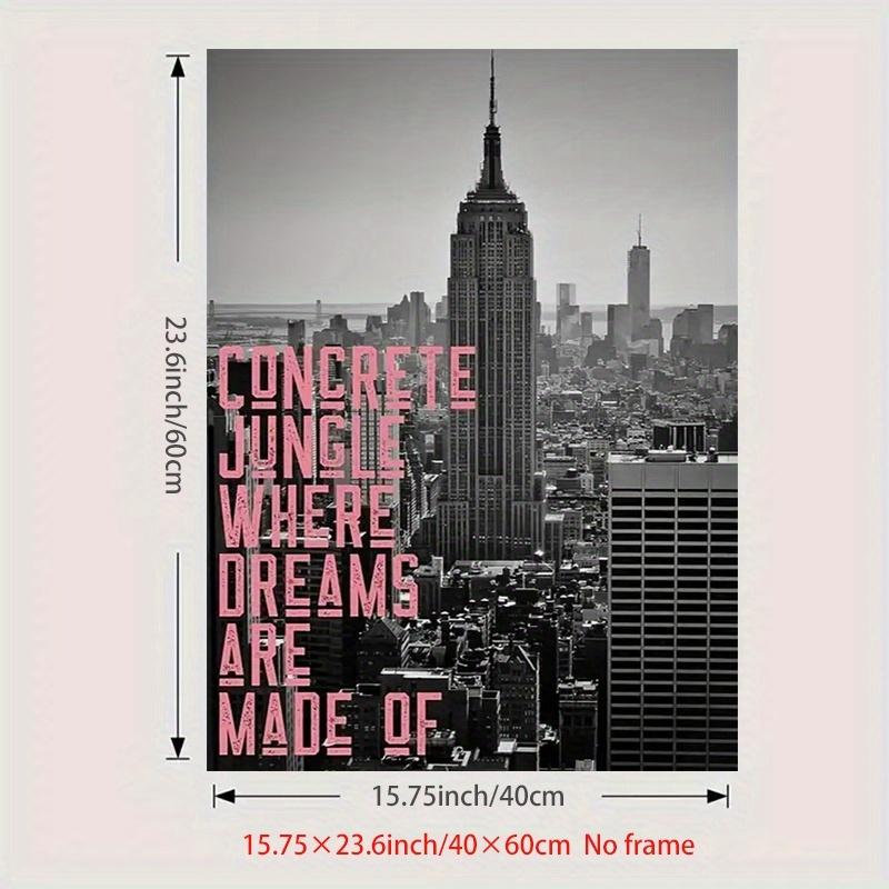 Room Decoration 1 Piece NYC Skyline City Canvas Art Print, Frameless Motivational Quote Wall Decoration Poster, Unique Holiday Gift for Home Office Living Room Bedroom. 2D Flat