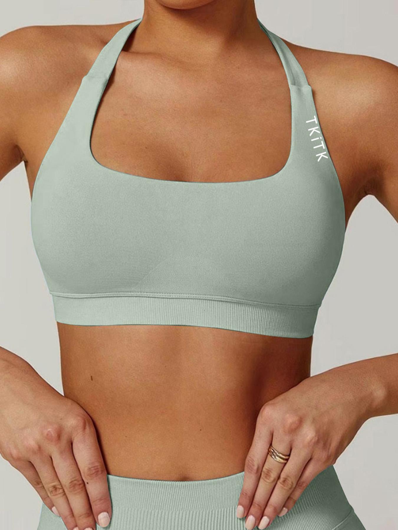 Women's Soft Seamless Sports Bra, Slim-Fitting Letter Pattern Sportswear for Daily Wear, All-Season Clothing for Fitness, Yoga and Running