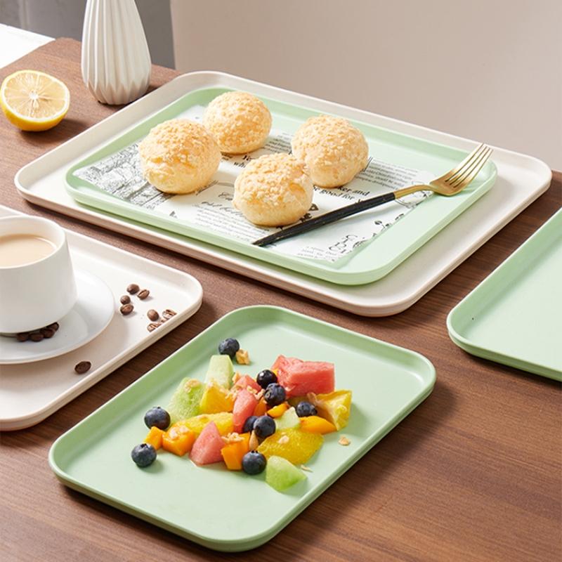 1 Piece Plastic Solid Color Tray, Household Rectangular Serving Table Storage Plate For Tea Cup, Water Cup, Breakfast, Dessert