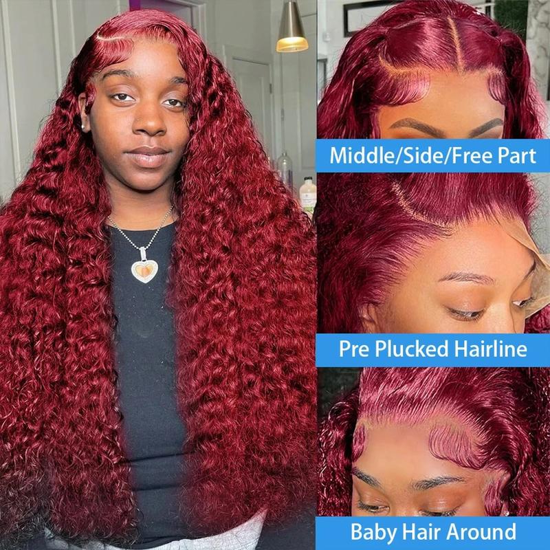 [26‘’Deep Wave=$135] CheetahBeauty 200% Density 99J Burgundy/Natural Black/T1B/4/27/FB30 Highlight Deep Wave Human Hair Wig 13x6 HD Transparent Lace Front Remy Hair Wigs Pre Plucked Brazilian Deep Wave Human Hair Wig For Women #TikTokShopHolidayHaul