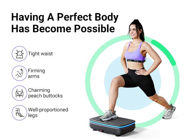 MERACH Vibration Plate Exercise Machine with Bluetooth & Light Machine Whole Body Workout Vibration Platform for Fitness