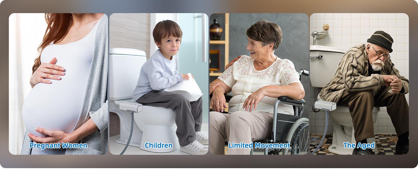 Hibbent Bidet Attachment for Toilet, Non-Electric Dual Nozzle for Frontal & Rear Wash, Adjustable Water Pressure Control, Fresh Water Bidet Toilet Seat, Self Cleaning Water Sprayer, White