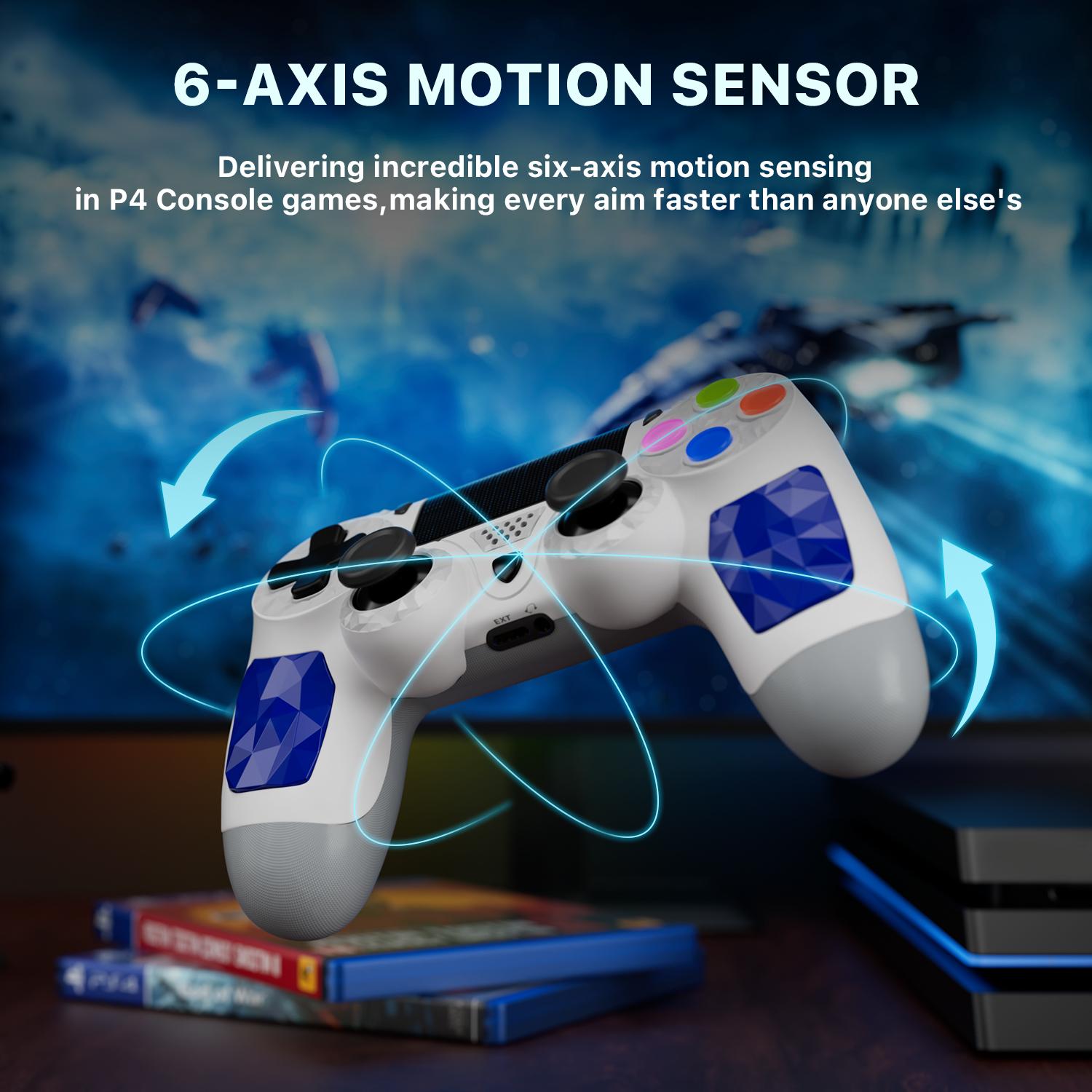 Wireless PS4 Controller for PS4/PC/Android/iOS, With Double Vibration, Six Axis Gyro, Touch Pad, Speaker, Playstation Gamepad White Gaming Items