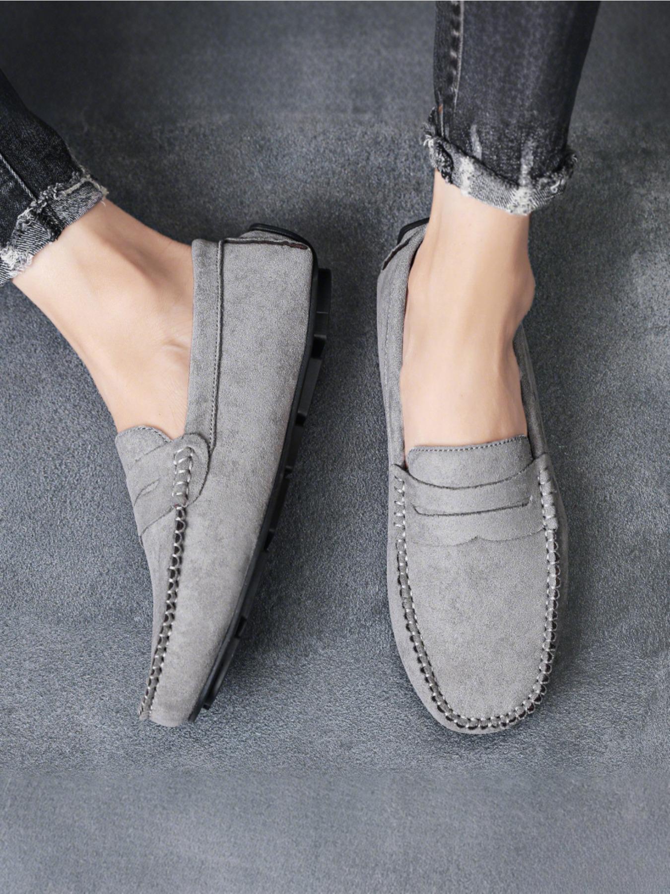 2026 Four-Season Minimalist Fashion Solid-Color Loafers Men's Casual Shoes Comfortable Elegant Suede Flat-Heel Slip-On Loafers, Moccasins, Casual Business Shoes, Suitable for Formal Occasions and Casual Wear
