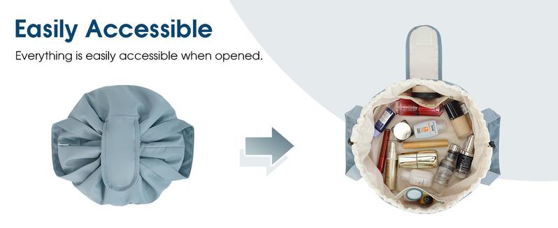 Narwey Barrel Drawstring Makeup Bag Large Cosmetic Bag Make up Bags Women and Girls Toiletry Organizer for Travel Toiletries Accessories Essentials TikTokShopBlackFriday