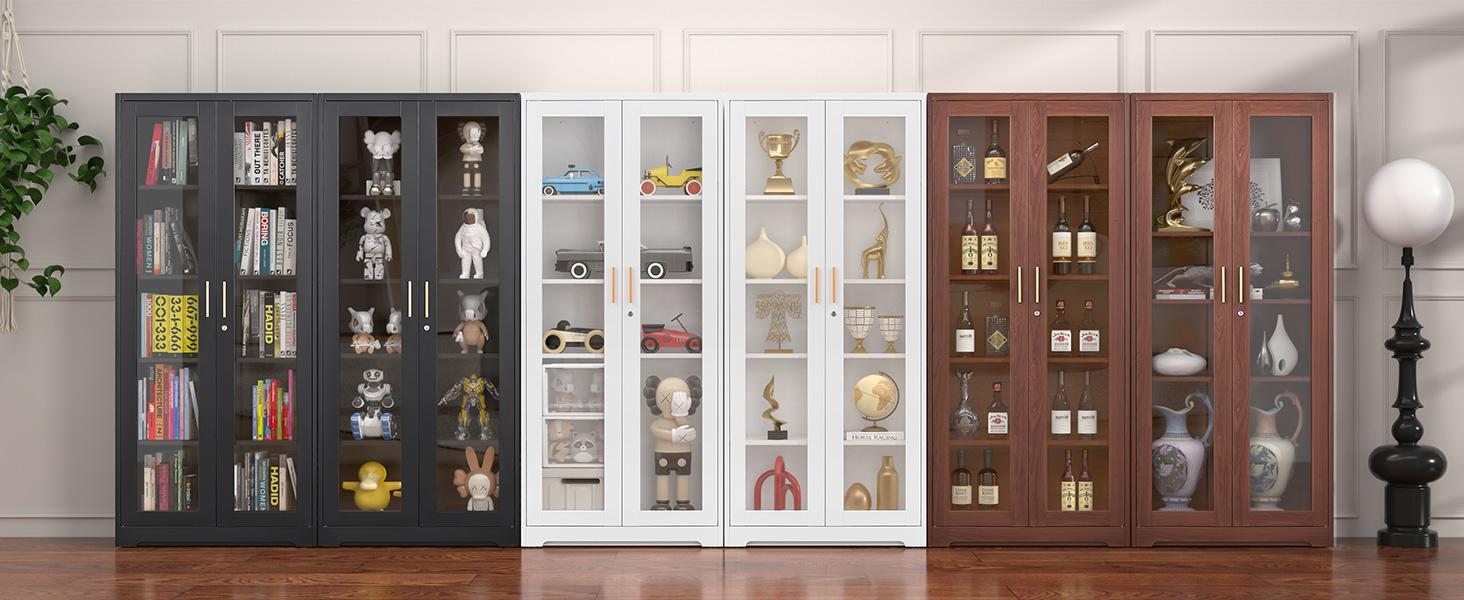 71-inch steel-framed glass display cabinet with lock and 5 adjustable shelves for collectibles, books, and wine. Freestanding cabinet Freestanding cabinet Kitchen furniture Freestanding Cupboard storage cabinets 71-inch steel-framed glass display cabinet with lock and 5 adjustable shelves for collectibles, books, and wine. Freestanding cabinet Freestanding cabinet Kitchen furniture Freestanding Cupboard storage cabinets