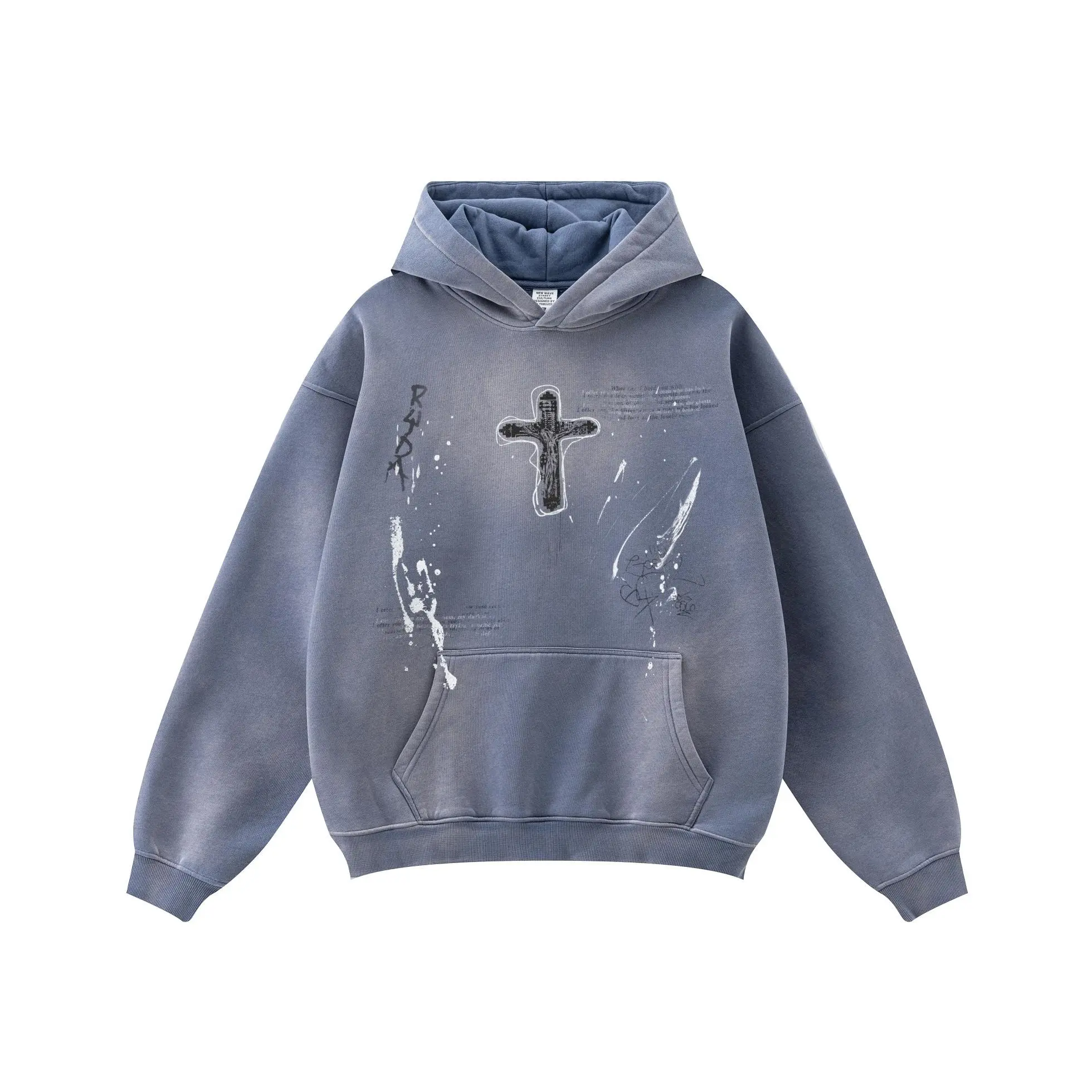 2026 Fall Winter Oversized Unisex Hoodie, American Streetwear Hand-Drawn Paint Splatter Couple Matching Sweatshirt for Daily Wear
