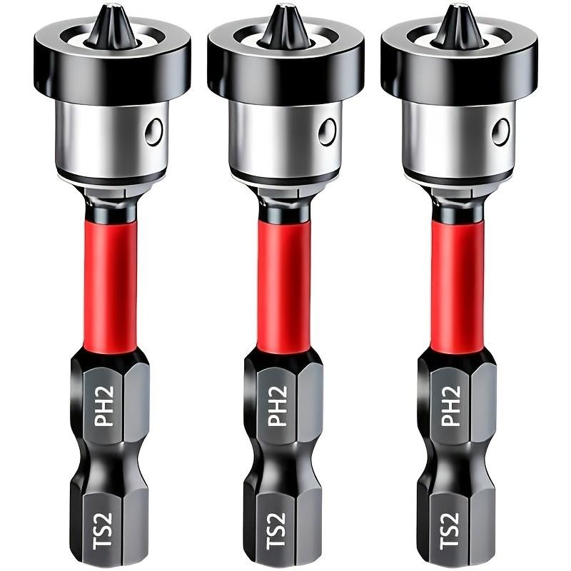 10Pcs PH2 Magnetic Positioning Screwdriver Bits Set, 50mm 1/4" Hex Shank Drywall Dimpler Bits, Heavy Duty Depth Stop Screwing Tools for Wood Decking & Flooring