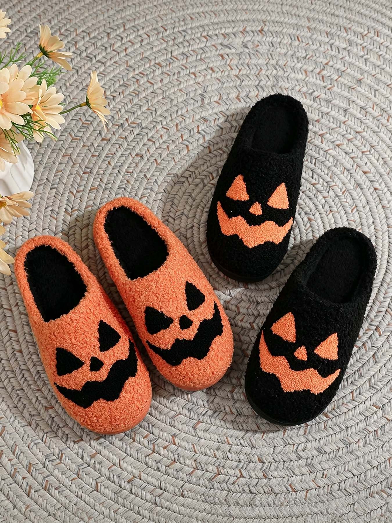 Halloween Slippers for Men and Women: Soft and Warm Cotton House Slippers; Memory Foam House Slippers; Comfortable and Fluffy Fall/Winter House Slippers Footwear