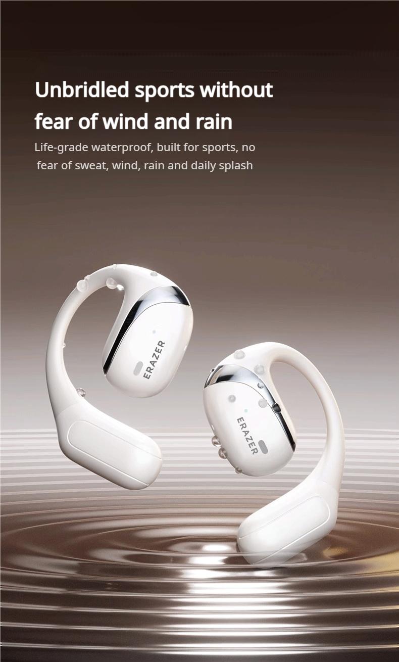 ERAZER OWS True Wireless Open Ear Earphones Bluetooth 5.4 ENC Noise Cancelling Headphones HiFi Sound Touch Control Long Playtime Not In Ear Earphones Waterproof Over Ear Wireless Headset for Working Music Movie Electronic Audio& Video Earbuds