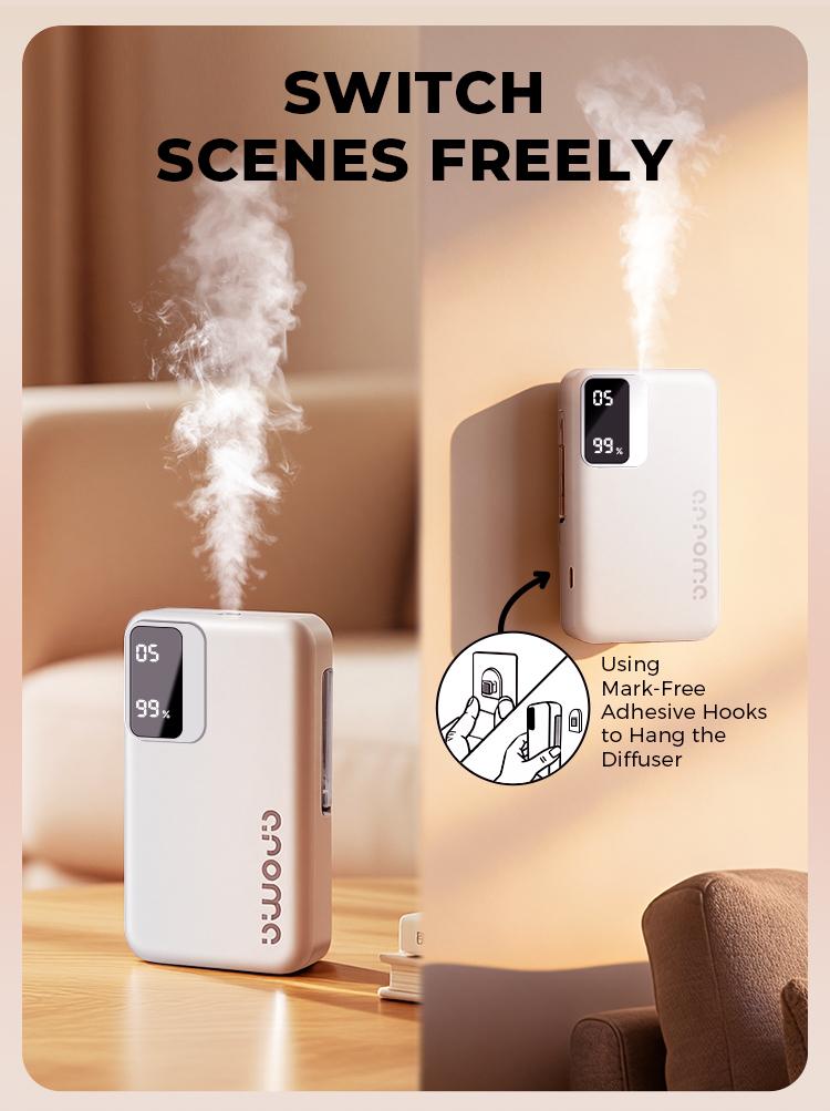 Smart Automatic Essential Oil Diffuser Aromatherapy, Wall-Mounted Humidifier for Bathroom and Office, Compact Design, Atomization Working Mode