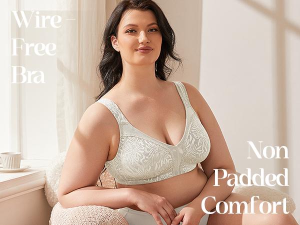 Wingslove Women's Full Coverage Wireless Minimizer Bras Comfort No Padded Supportive Unlined Plus Size Bras