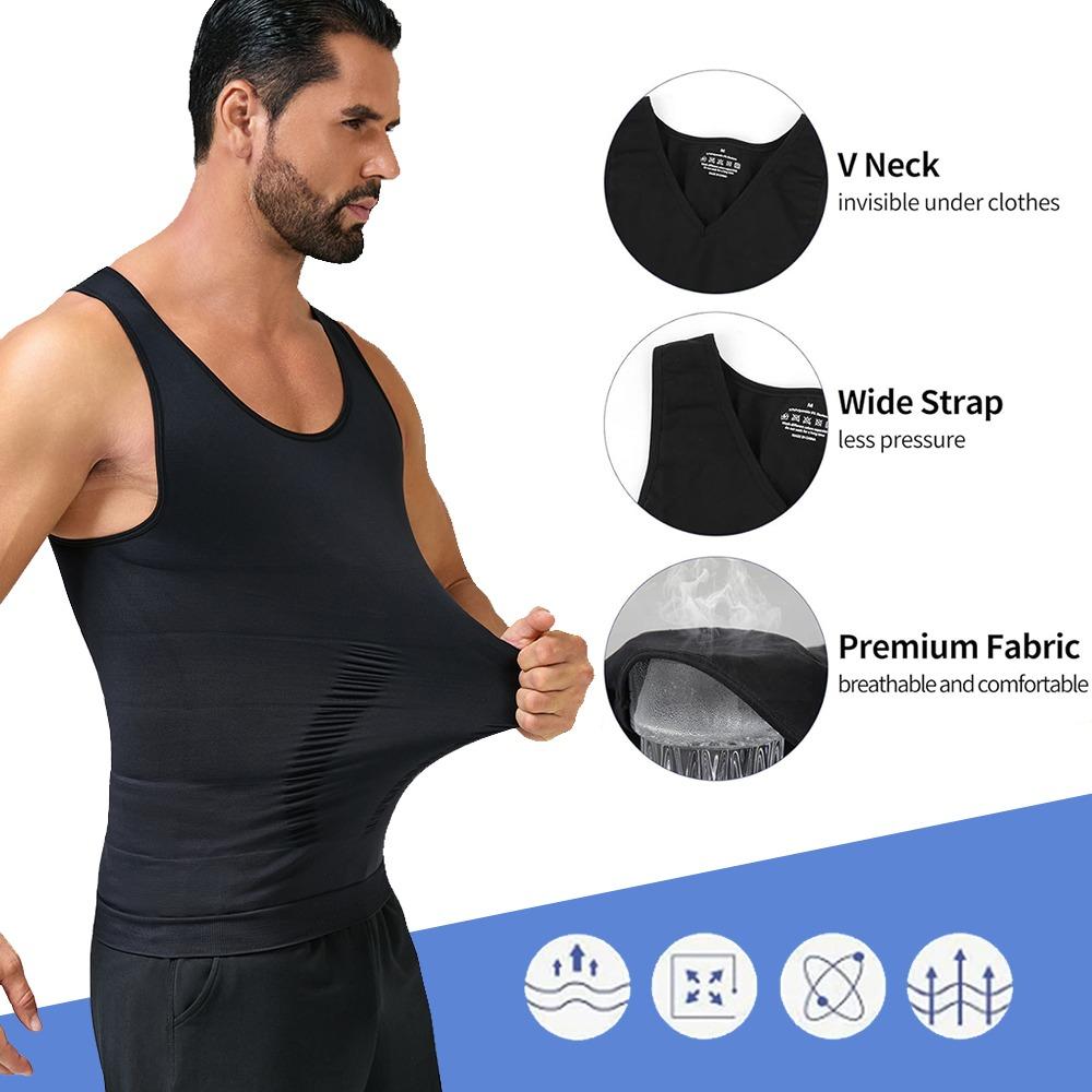 Mens Compression Shapewear Sleeveless Tummy Control Gym Fitness Soft Body Shaper Breathable Tank Top
