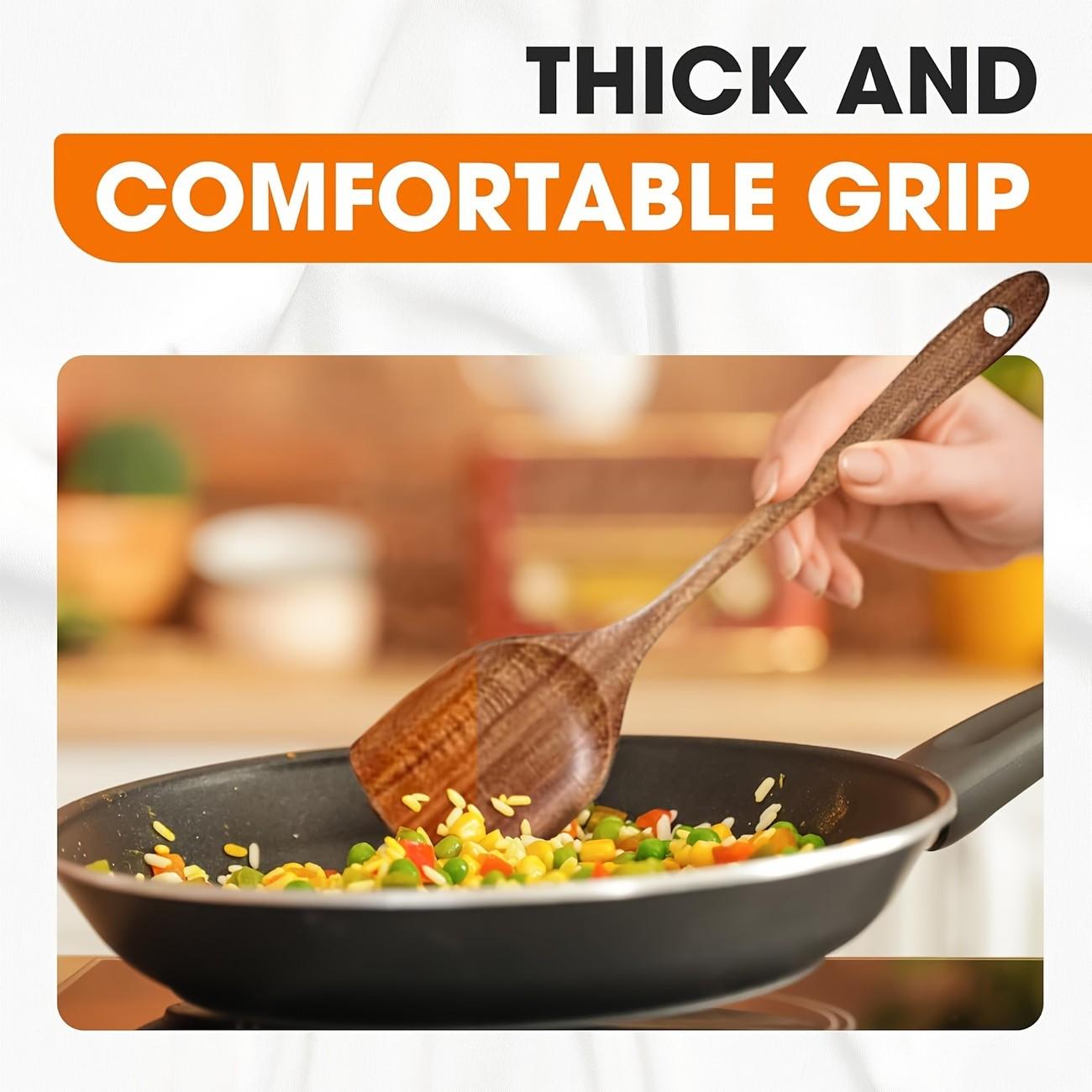 4pcs Premium Wooden Kitchen Utensils Set, Handmade Teak Cooking Tools, Filtering Spoon and Mixing Spoon, Durable Kitchen Tools