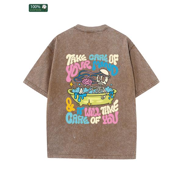 All-Season Men's Clothing, Printed Men's Fashion T-shirts, High-quality Heavy Washed Tee, Round Neck Loose Large Size Men's Short Sleeves Graphic Top.