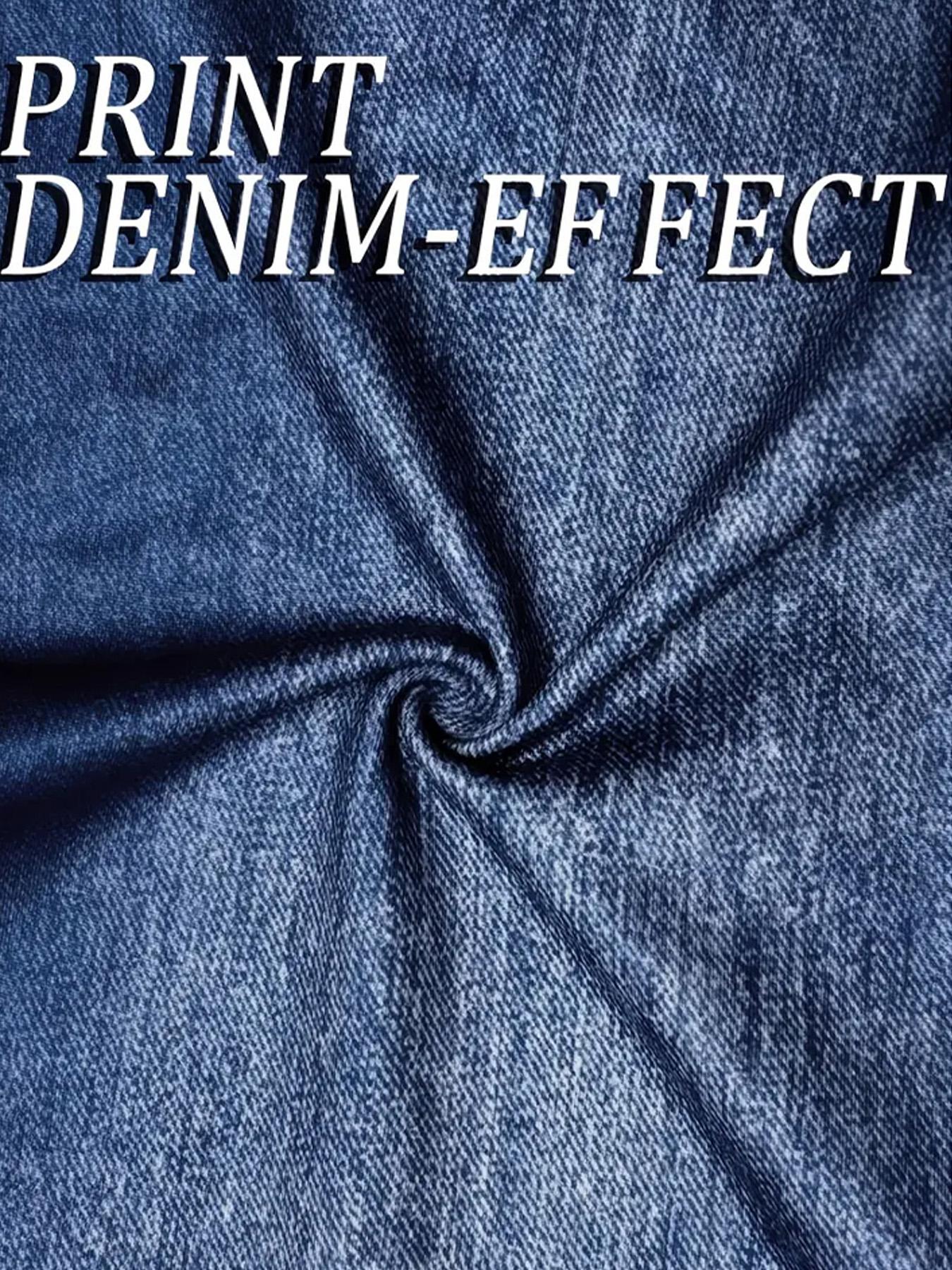 Women High-Waisted Stretch Denim-Style Pants, All-Seasons Slim-Fit Leggings, Breathable & Comfortable, Casual Sporty Style，faux denim fabric