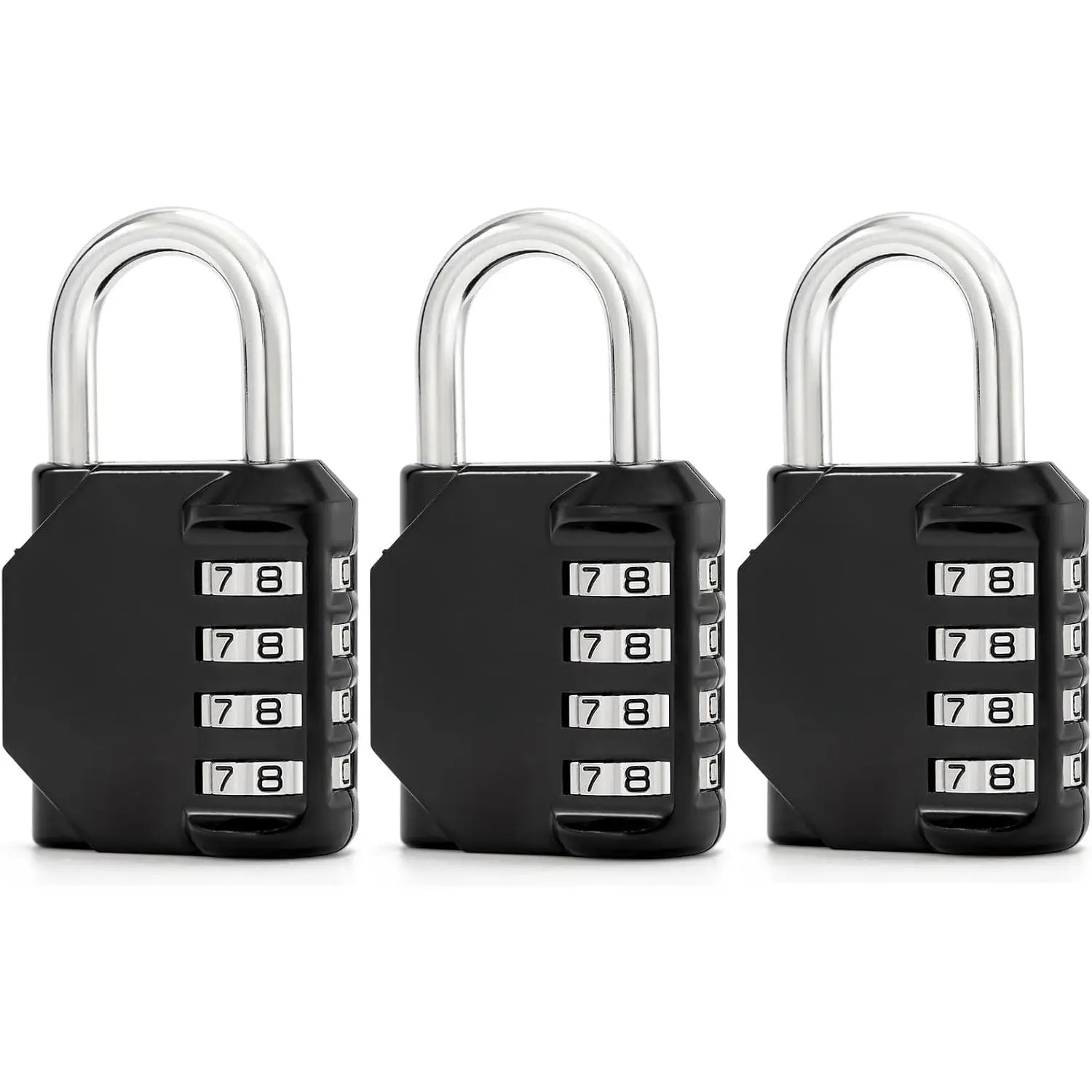 SURUIHK 3 Pieces Black Combination Padlock 4-Digit Code Lock