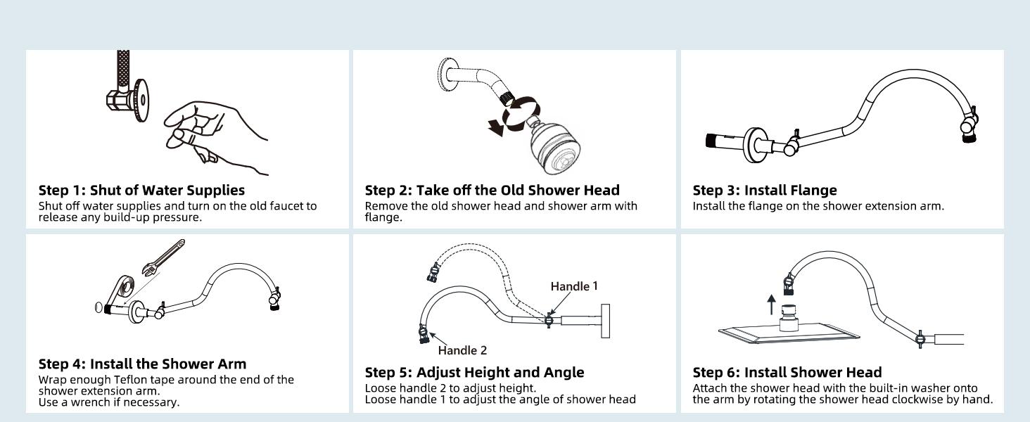 Hibbent All Metal Upgraded 18'' Shower Head Extension Arm, Shower Arm with Flange, Solid Brass Flexible Height & Angle Adjustable Shower Arm Extender with Lock Joint, Universal Connection, Chrome head extension Hibbent All Metal Upgraded 18'' Shower Head Extension Arm, Shower Arm with Flange, Solid Brass Flexible Height & Angle Adjustable Shower Arm Extender with Lock Joint, Universal Connection, Chrome head extension