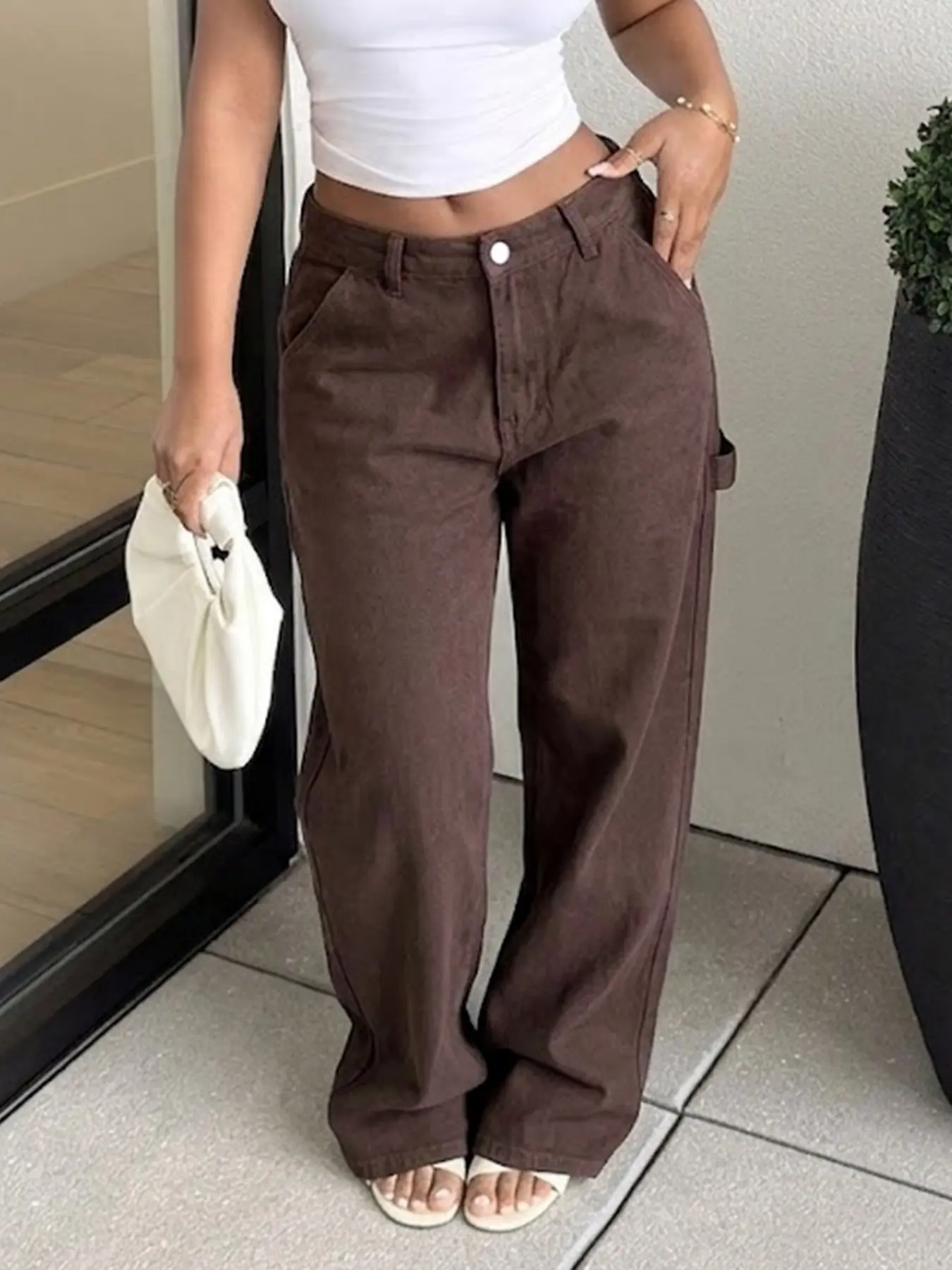 High-Waisted Vintage Loose Wide-Leg Jeans, Women's Slimming Flowy Straight Leg Long Pants, European Y2K Streetwear Casual Denim Bottom
