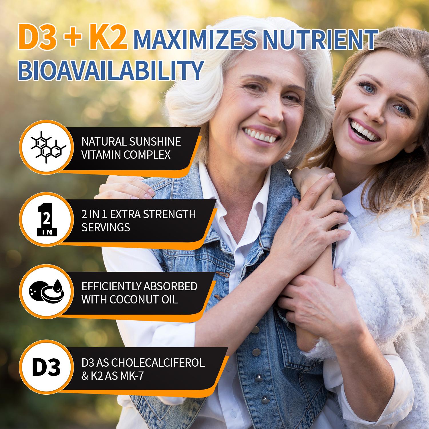 HiPlus Vitamin D3 & K2 | 10,000 IU + 200 mcg, Immune Support & Bone Health, Made with Coconut Oil,300 Softgels Natural Extra Strength HiPlus Vitamin D3 & K2 | 10,000 IU + 200 mcg, Immune Support & Bone Health, Made with Coconut Oil,300 Softgels Natural Extra Strength