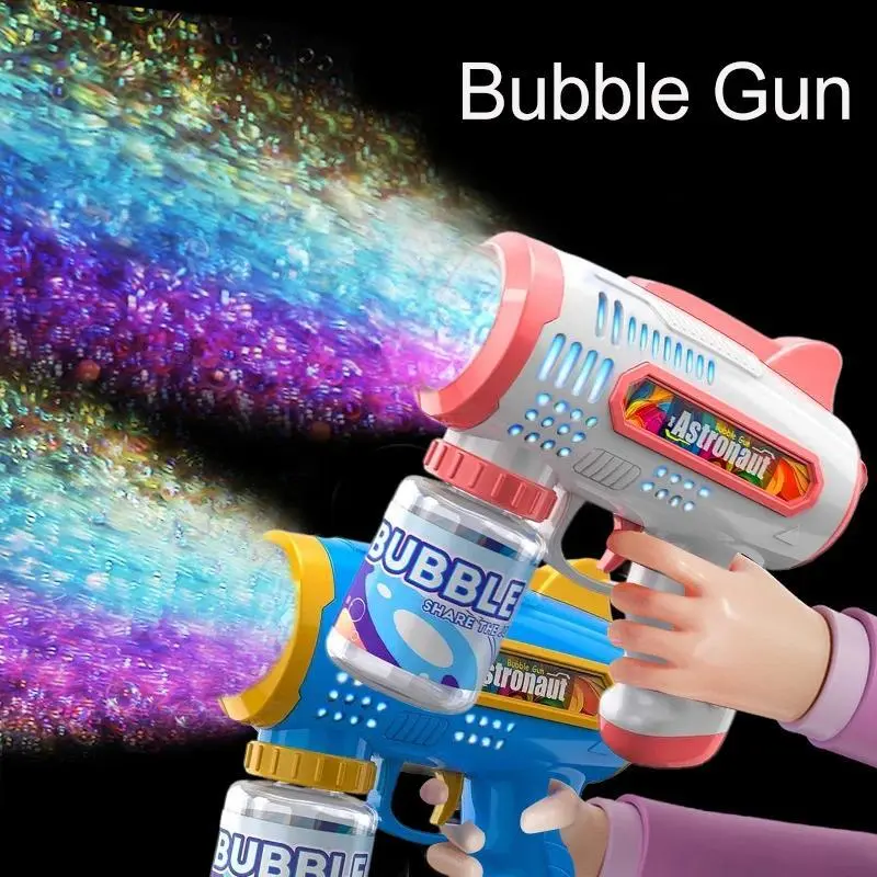8 Holes Bubble Machine Electric Bubble Gun Automatic  Bubble Blowing Toy with Lights Automatic Soap Blower Outdoor Toy Kids Gift