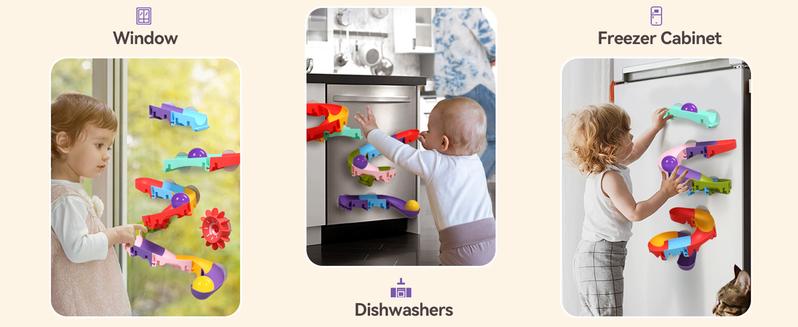 Pool Toys for Kids Mold Free Water Toys DIY Slippery Slide Track Fun Kids Swimming Ball Toys Christmas Birthday Gift for Boys Girls Bath Time Safety Rubber Marble Run Interaction Engagement