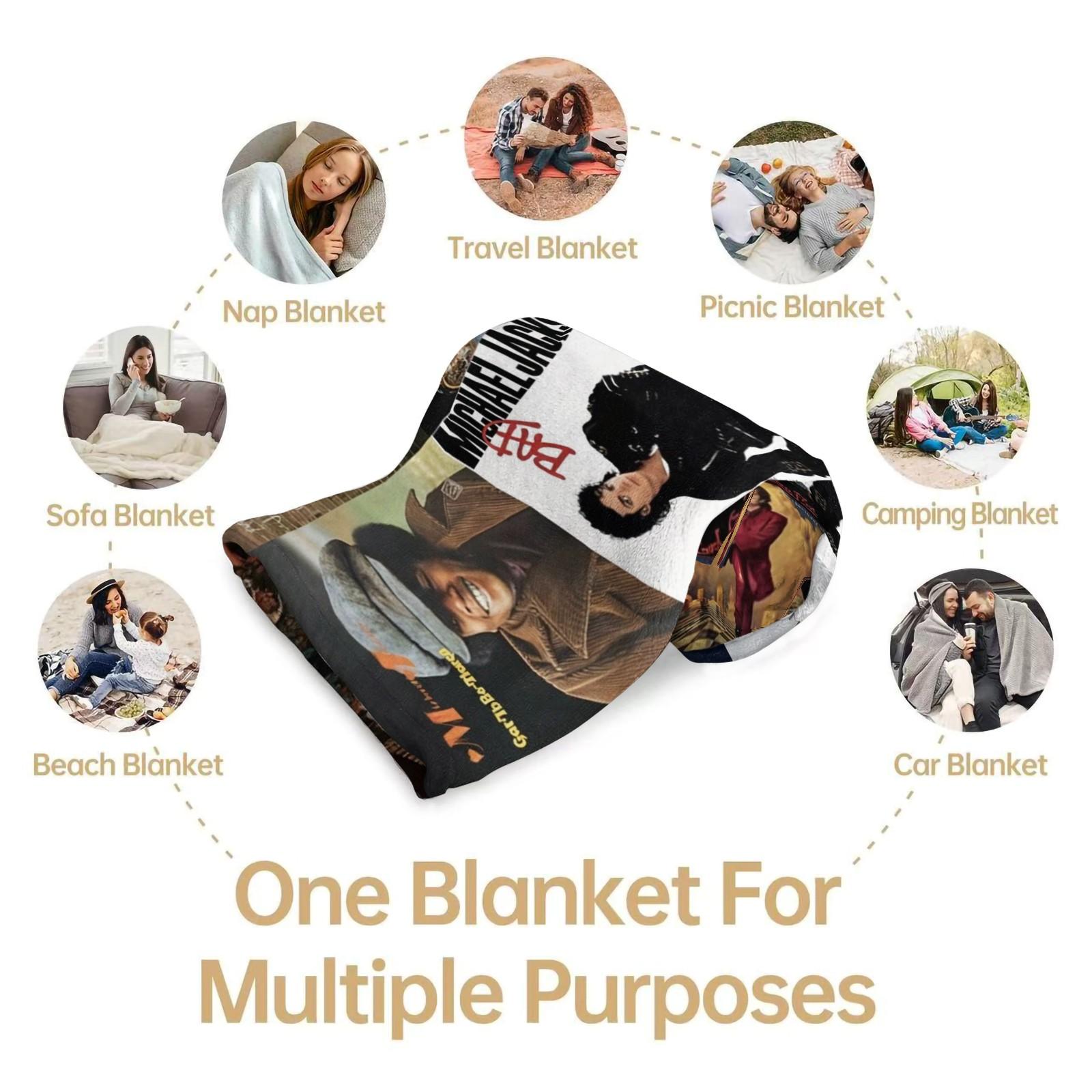 Michael Jackson Blanket Classic Album Cover Pattern, Perfect Gift for Fans, Suitable for Sofa Camping Travel Airplane Covers