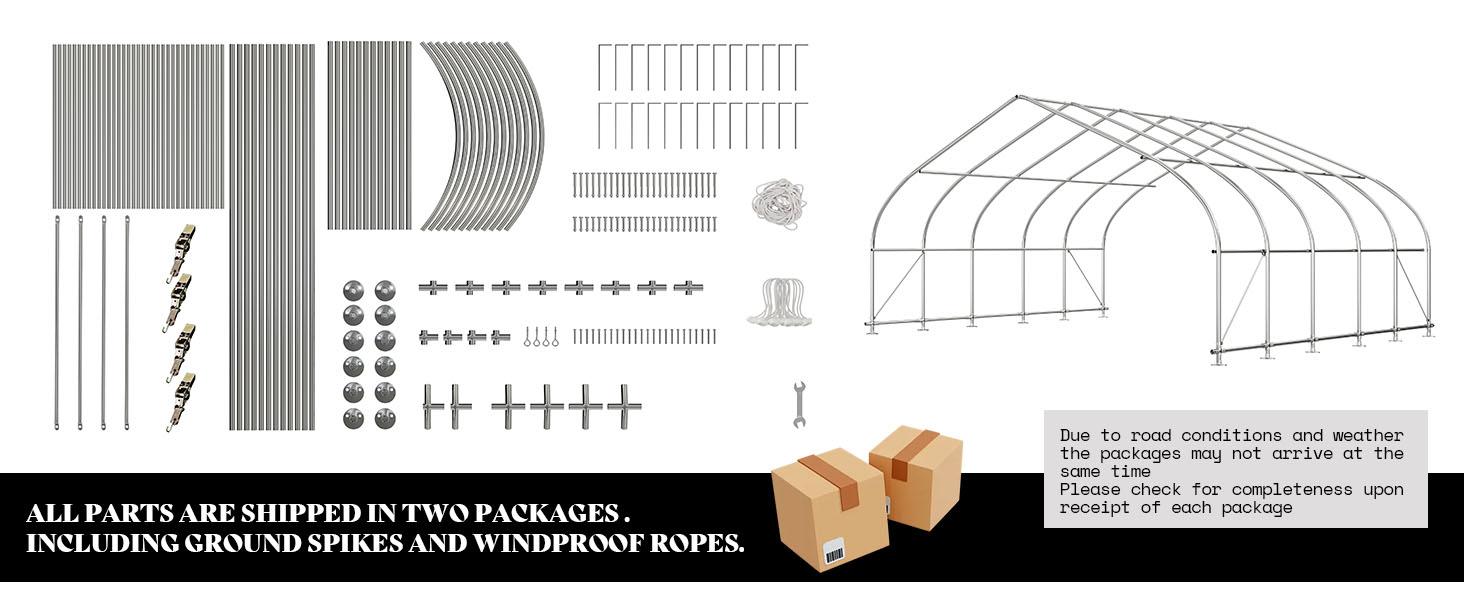 VanAcc 22.5 x 20 FT Heavy Duty Anti-Snow Carport with Spacious Galvanized Frame, Roll-Up Doors & Mesh Windows, Outdoor Canopy with Reinforced Ground Bars, for 2 Cars Side by Side, Silver Gray