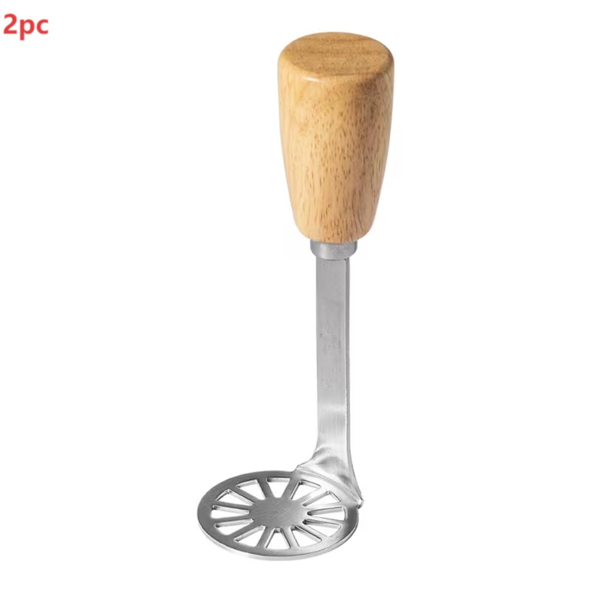 Manual potato masher, lemon juicer, manual press non-stick potato masher with non-slip wooden handle, rust-proof food masher. Potato mashing, food preparation, compact design