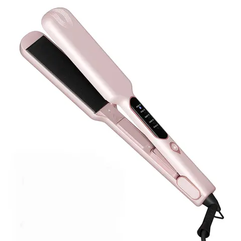 Professional Wide Titanium Flat Iron for Thick Hair & Curly Hair, 2 Inch Fast Heating Hair Straightening Styling Iron, Straightens Hair, Dual Voltage, Auto Off, with Protective Glove & 2 Clips