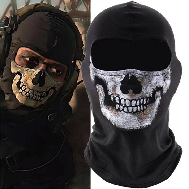 1PC Festival Skull Mask MW2 Ghost Face War Game Cosplay Mask Skull Pattern Ice Silk Cycling Masks DIY Festival Party Decor