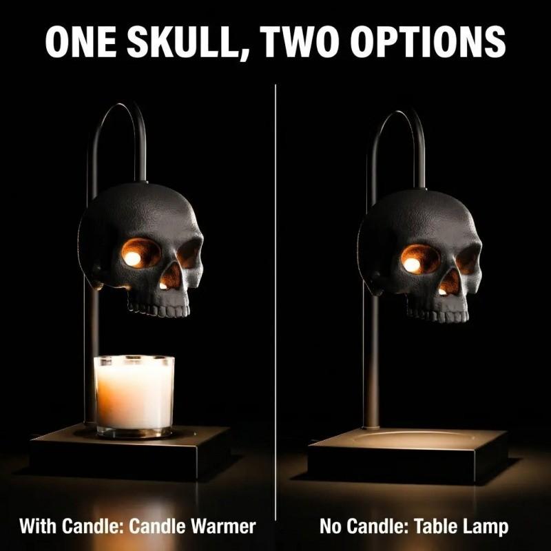 Skull Candle Warmer Lamp with Timer & Dimmer, Adjustable Height Gothic Candle Lamp, Perfect for Ambiance Lighting, Candles Not Included