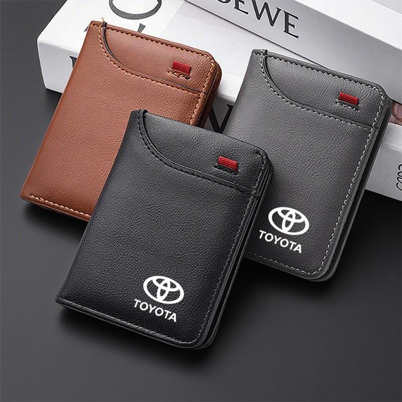 Car Leather Mini Credit Card Purse, Soft Portable Small Wallet, Wallet Card Holder, Compatible with Toyota Corolla, Land Cruiser, Camry, Rav4