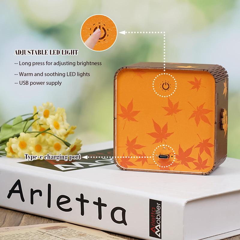 Woodbests 3D Puzzle Nightlight Square-Shaped Wooden Jigsaw Puzzles for Adults DIY Crafts Home Decorations, Creative Gifts for Family and Friends