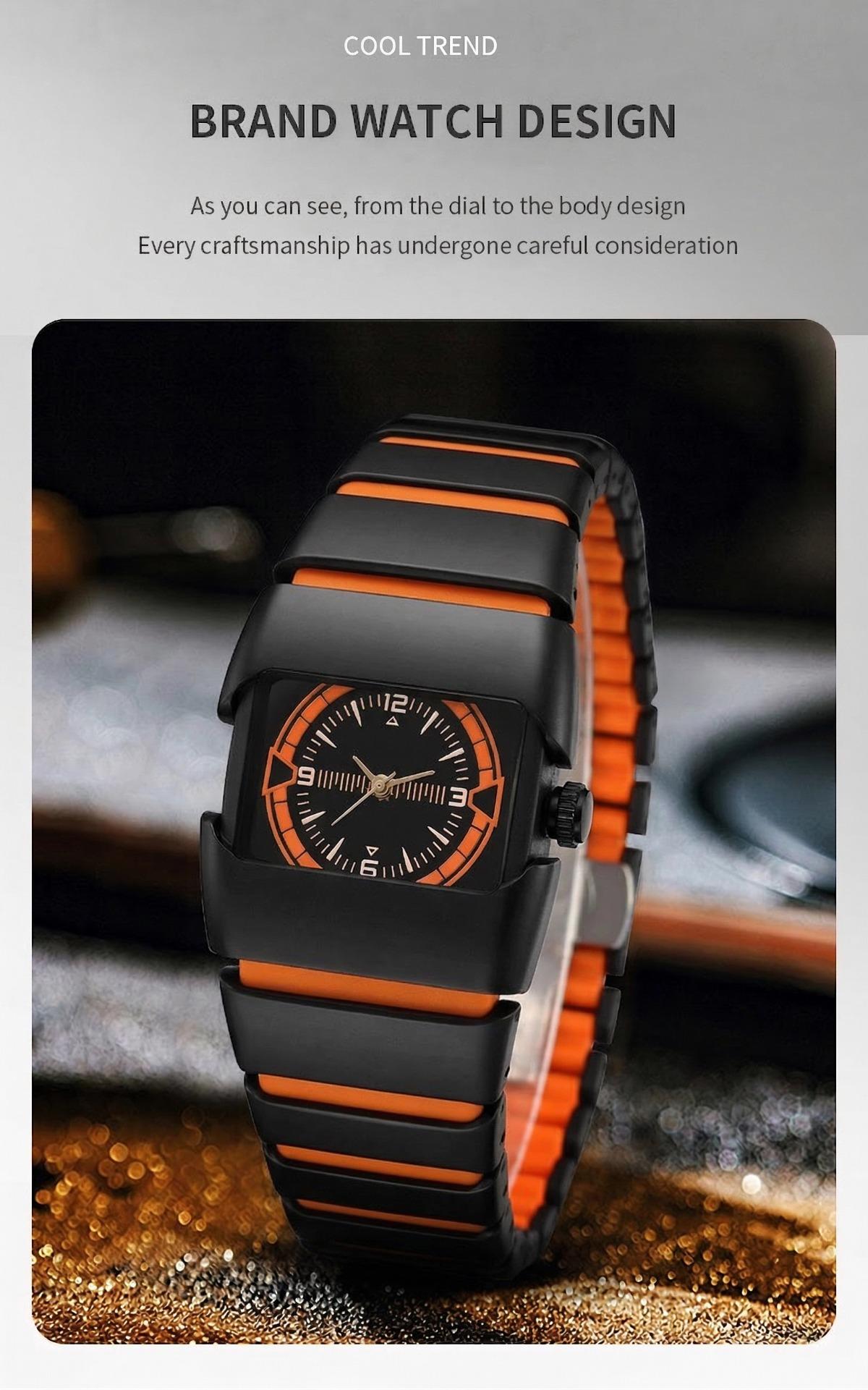 Men's Business Casual Analog Quartz Watch, Rectangle Dial Black Stainless Steel Band, Fashion Wristwatch with Gift Box